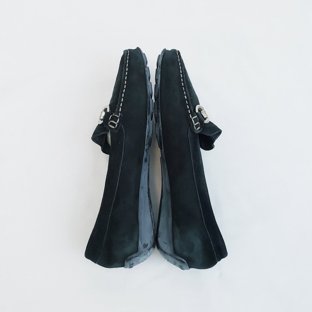 Respira Driving Mocs Loafers Black Suede Shoes Silver Hardware - Picture 6 of 14